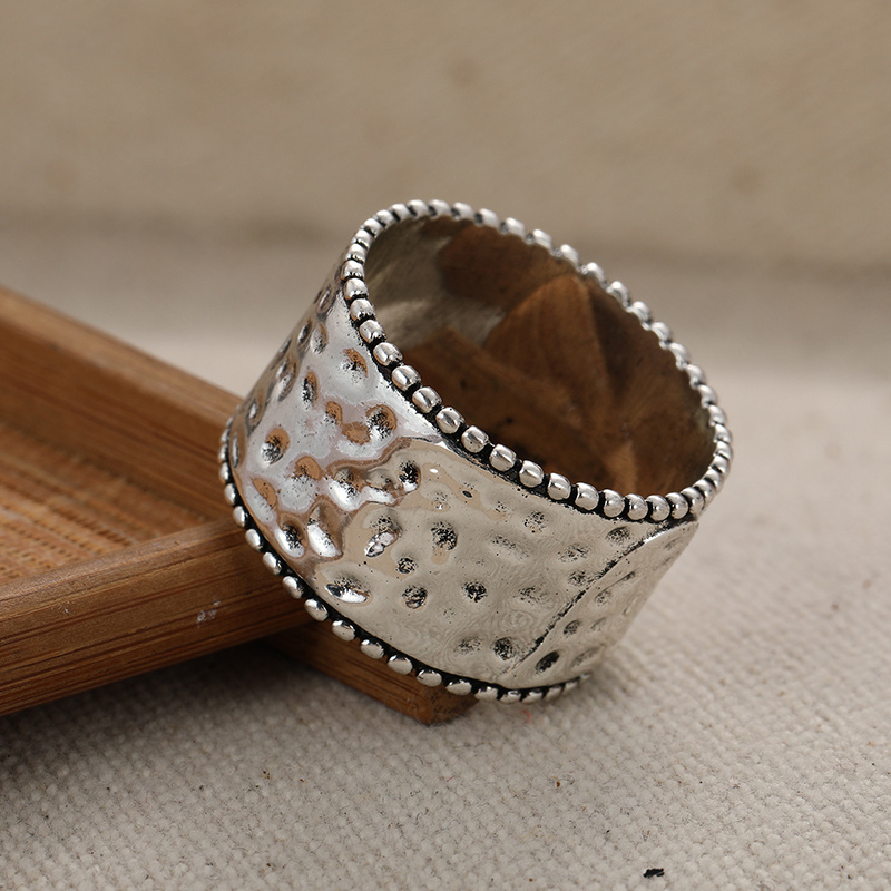 Boho Style Copper Spinner Ring with Heart Beige and K Enamel